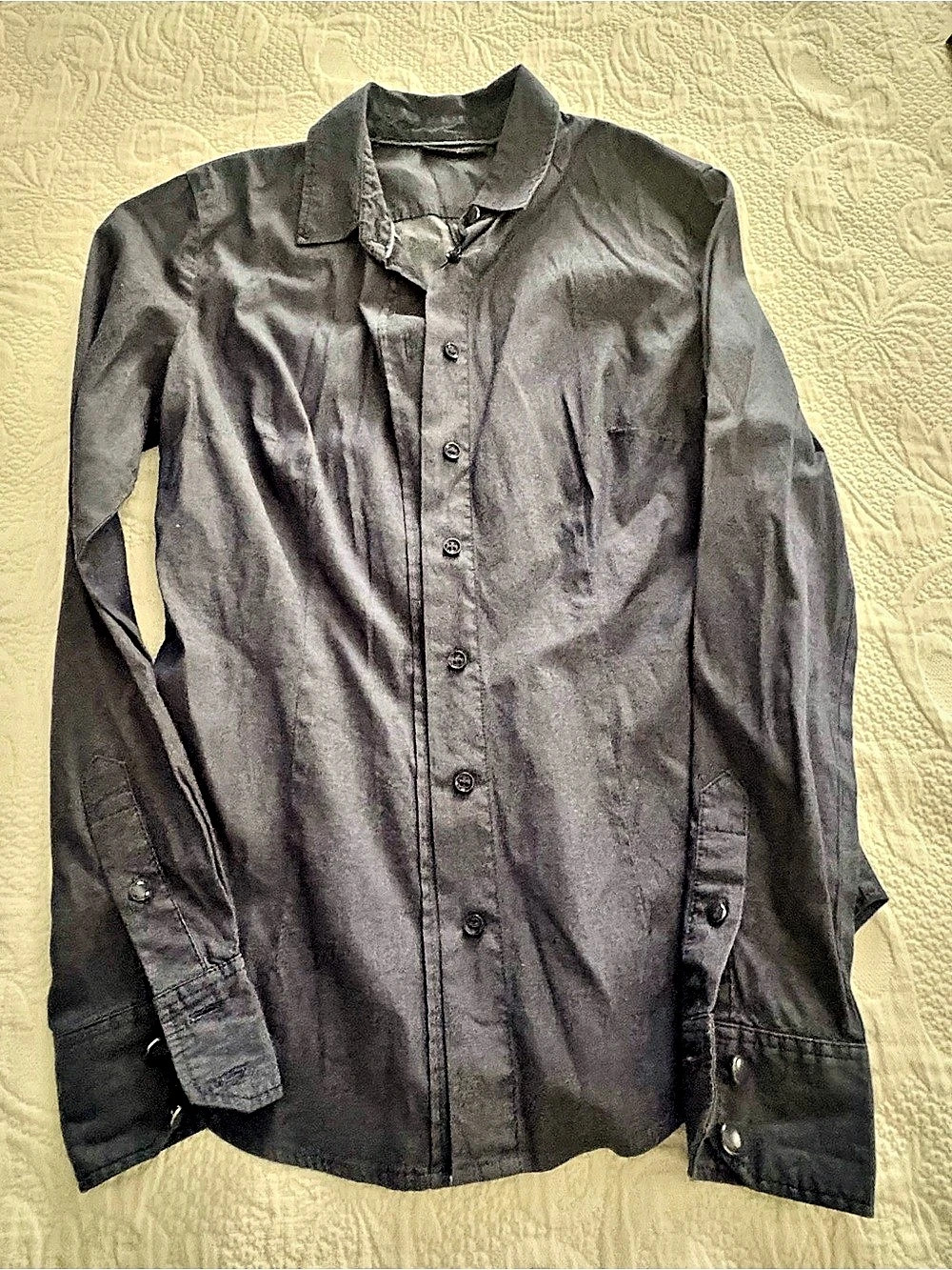 New York & Company Gray Cotton Button Down Shirt XS Like New